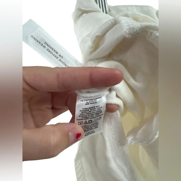 LOFT white high rise elastic denim shorts with tie - Picture 4 of 4